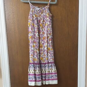 Old Navy Purple and Gold Floral Sundress with Spaghetti Straps and Ruffle Hem
